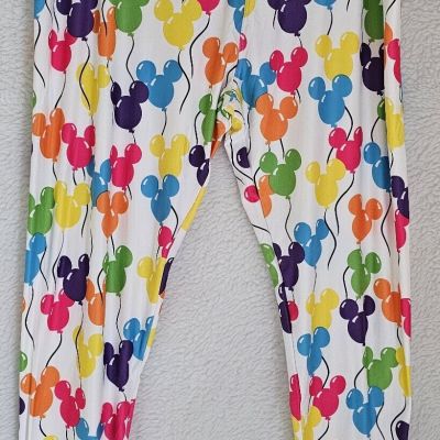Disney Womens Legging Pants Size 1X Multicolor Mickey Mouse Balloons Sueded NEW